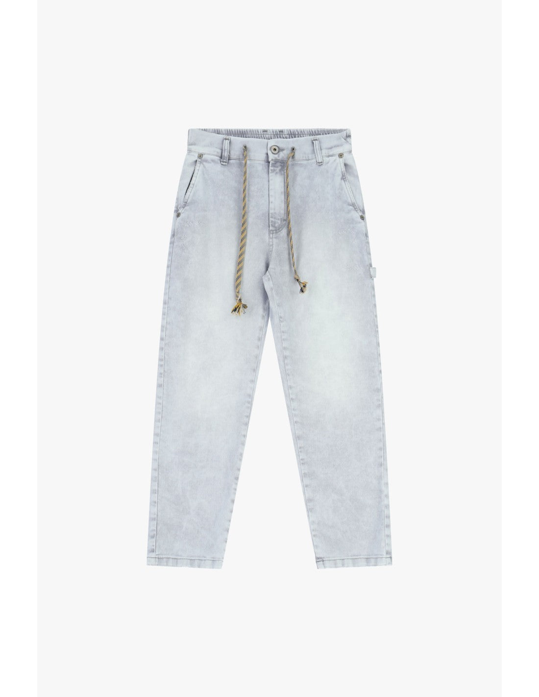 Pantalon relaxed fit en denim gris neige avec ceinture  – Please Lyon