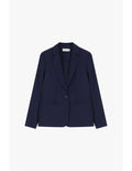 Please femme blazer de tailleur en crêpe fluide Bleu Marine