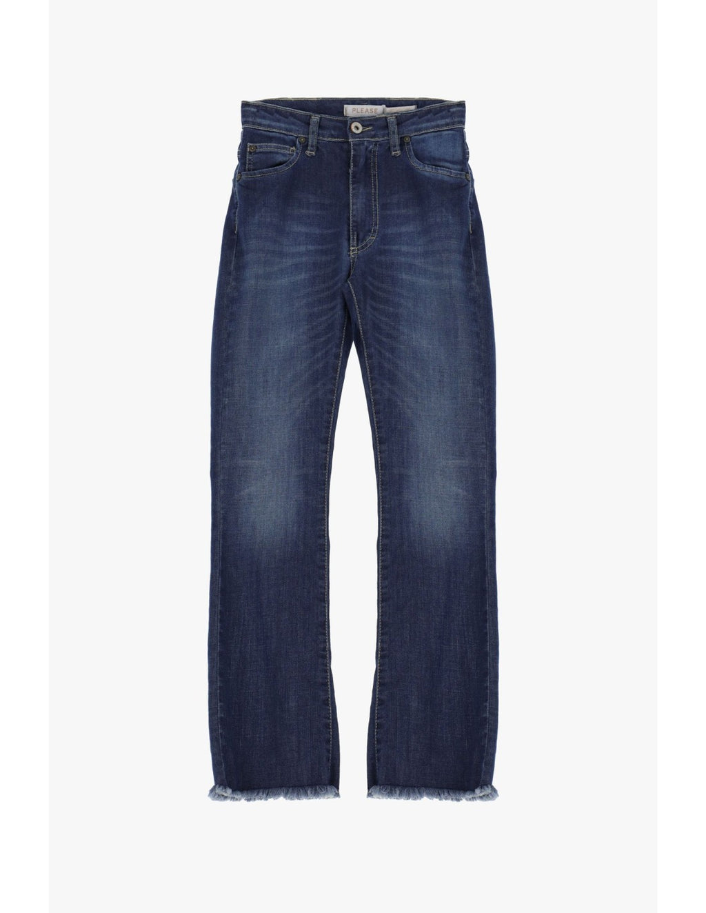 Please Femme jean kick flare longueur Cropped en denim delavé bleu medium