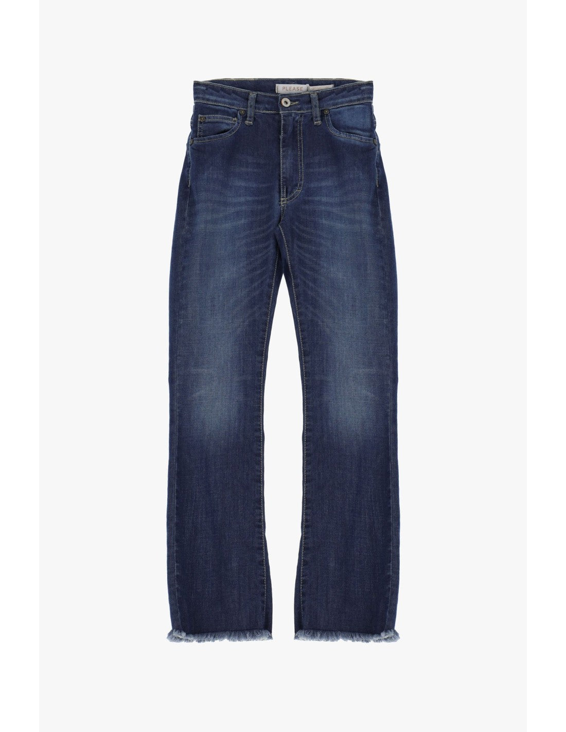 Please Femme jean kick flare longueur Cropped en denim delavé bleu medium