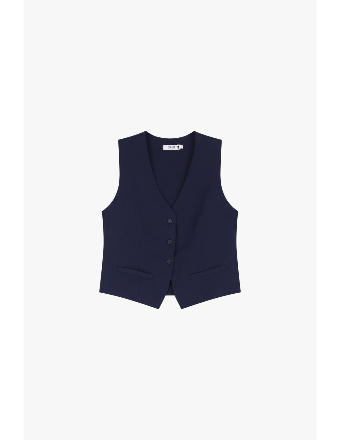 Please  Gilet de tailleur en crepe fluide Bleu Marine