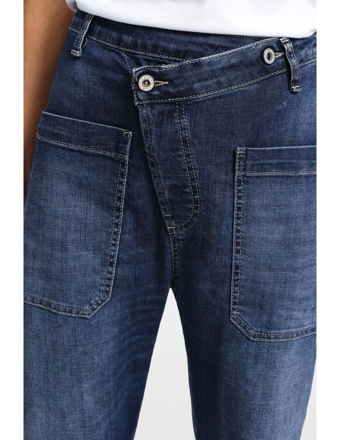 Please jean Bleu delavé Forme Baggy à boutonnage décalé