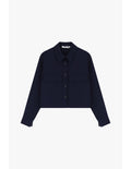 Please Veste courte en crepe fluide Bleu Marine