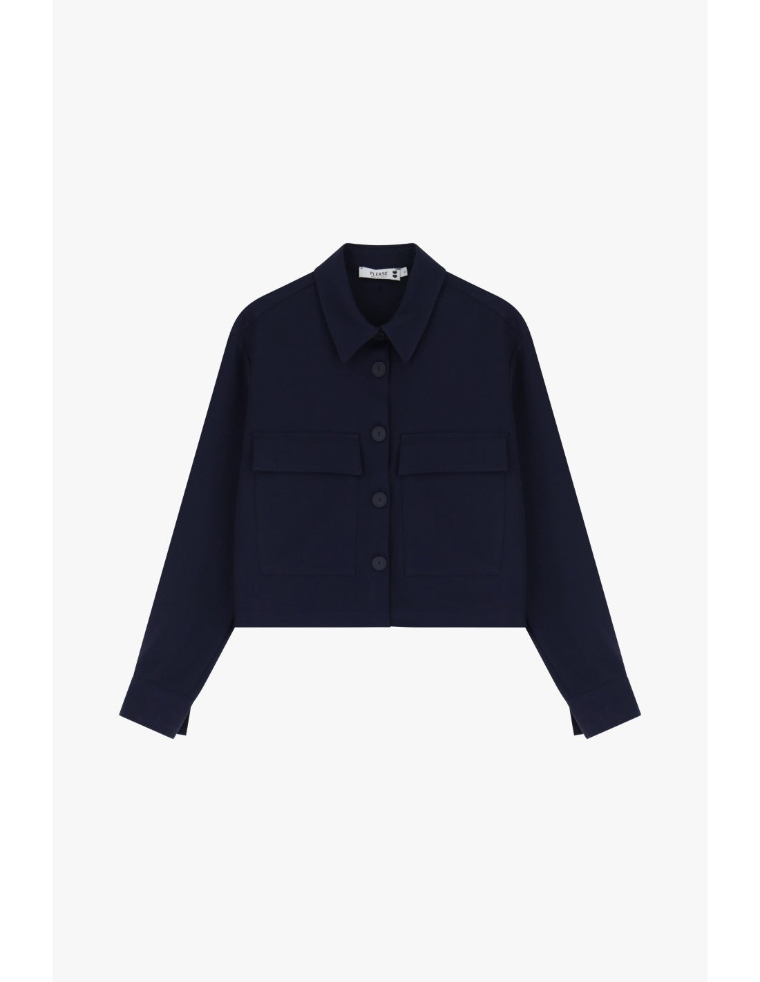 Please Veste courte en crepe fluide Bleu Marine