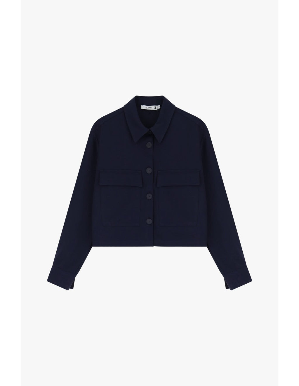 Please Veste courte en crepe fluide Bleu Marine