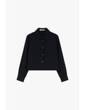 Please Veste courte en crepe fluide Noir