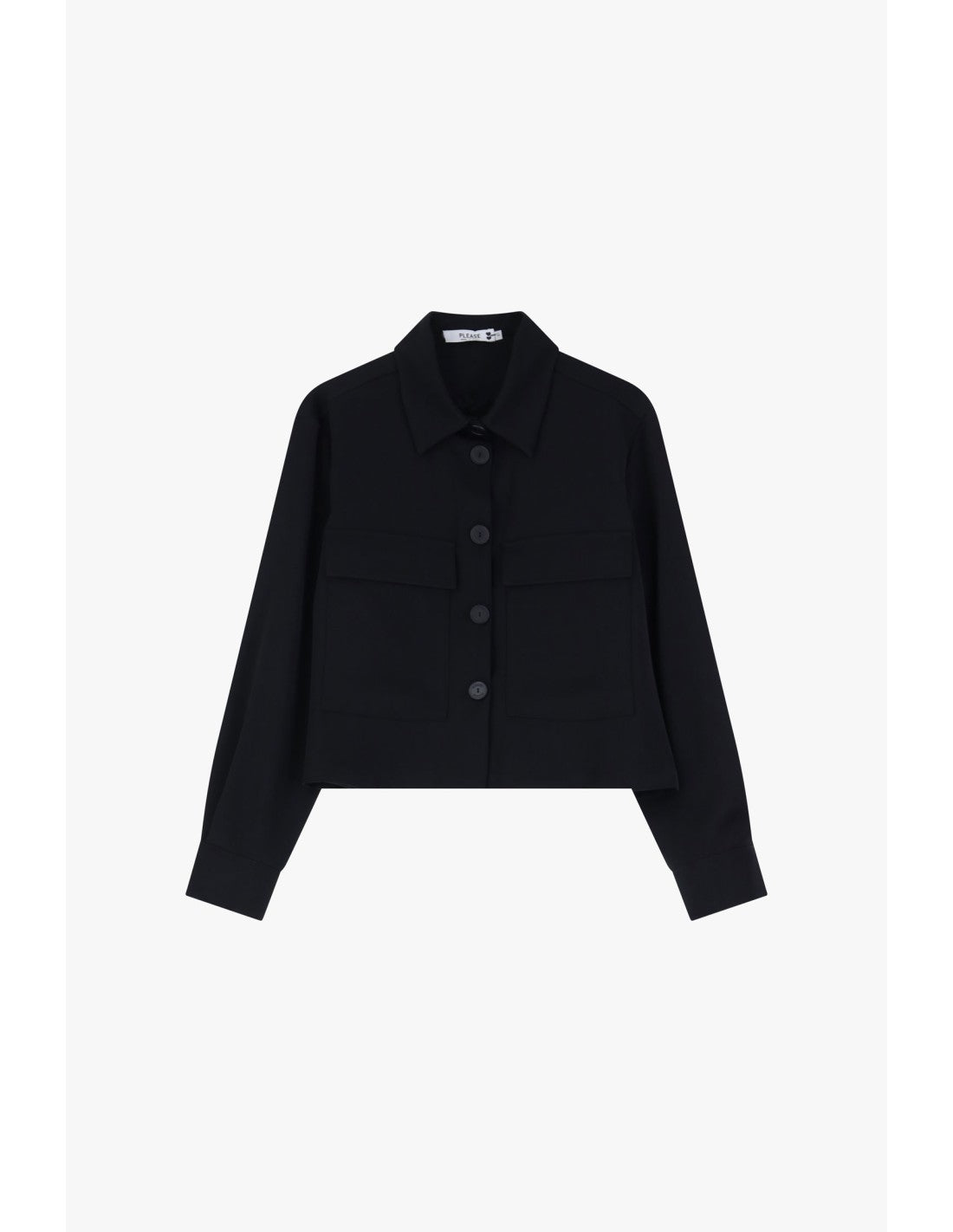 Please Veste courte en crepe fluide Noir