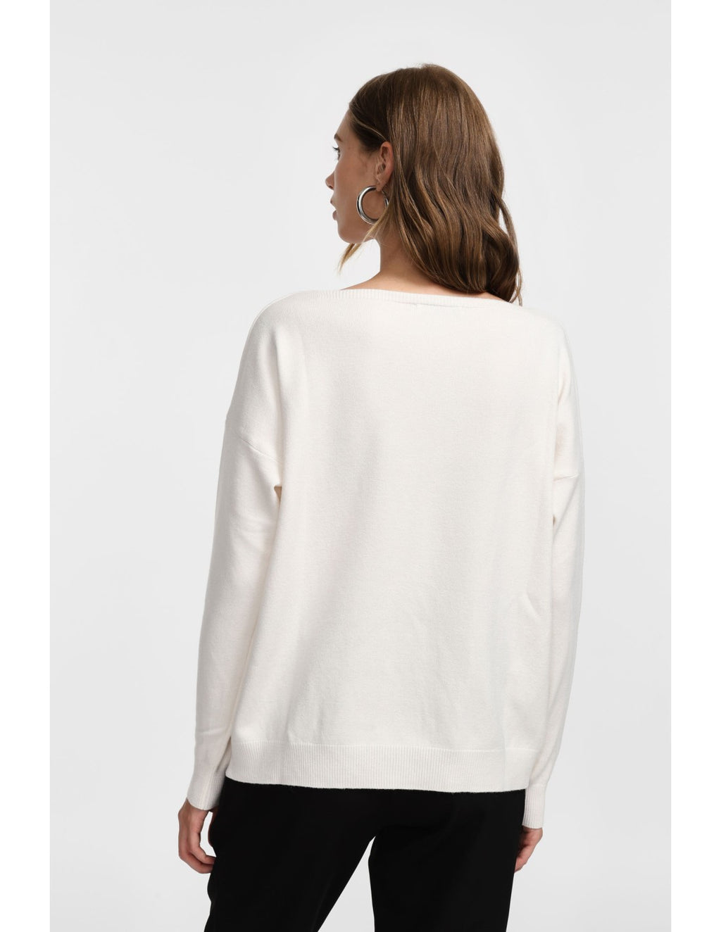 Pull col V maille fine Écru Please