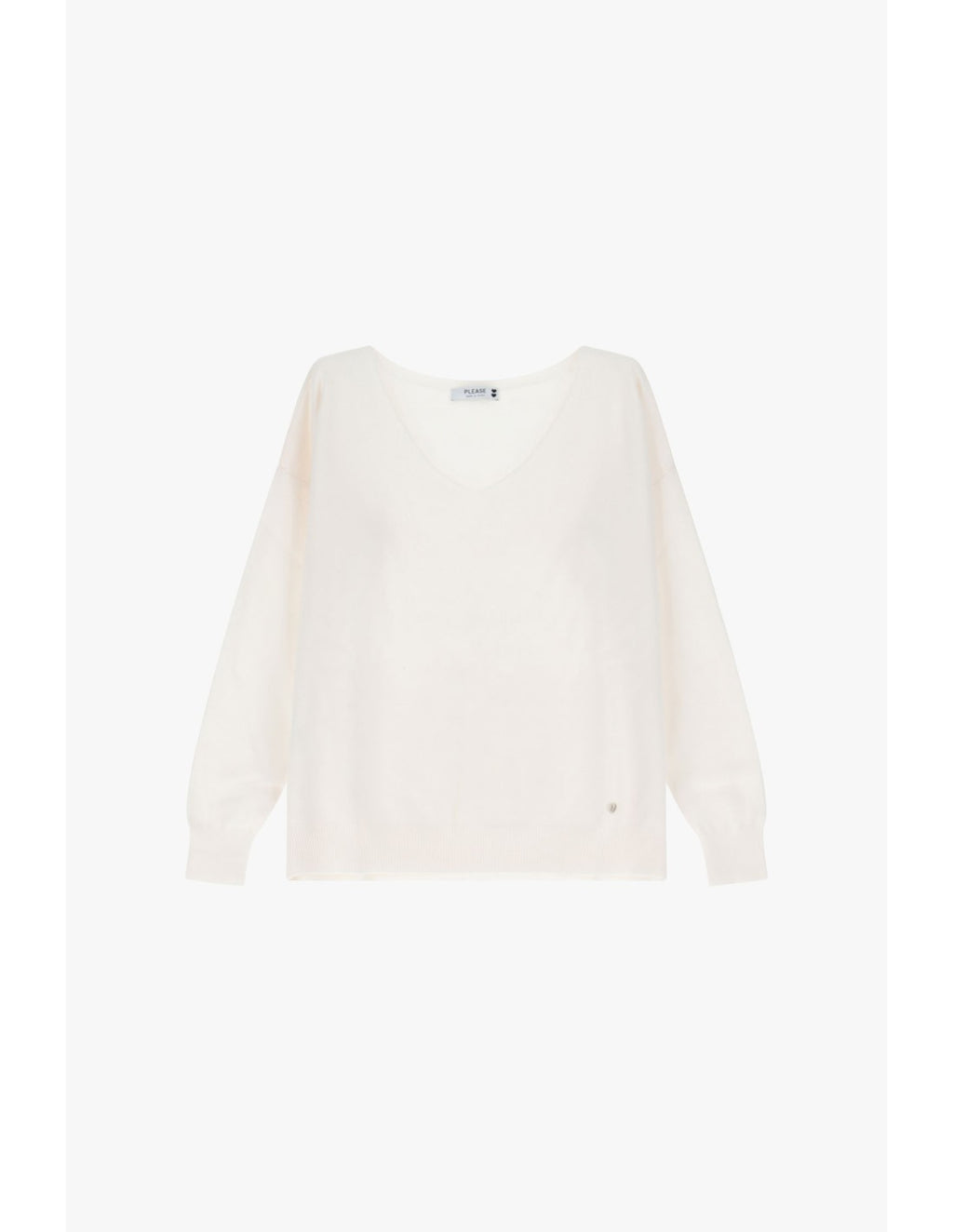 Pull col V maille fine Écru Please