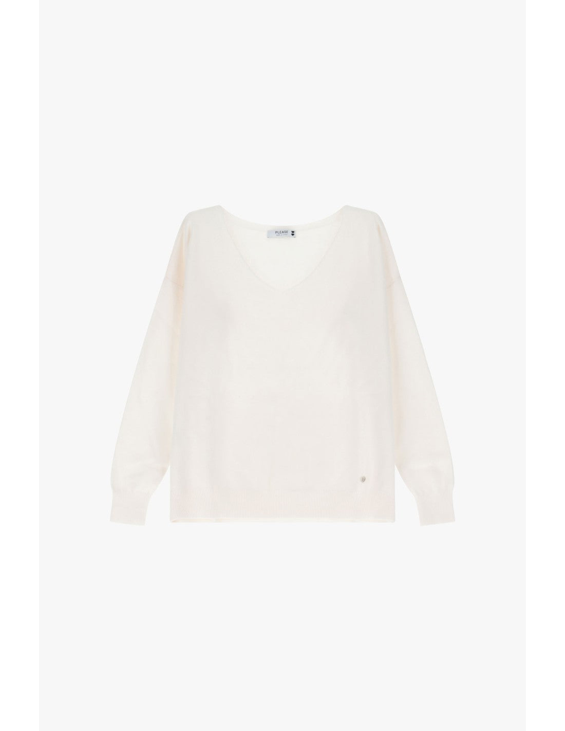 Pull col V maille fine Écru Please