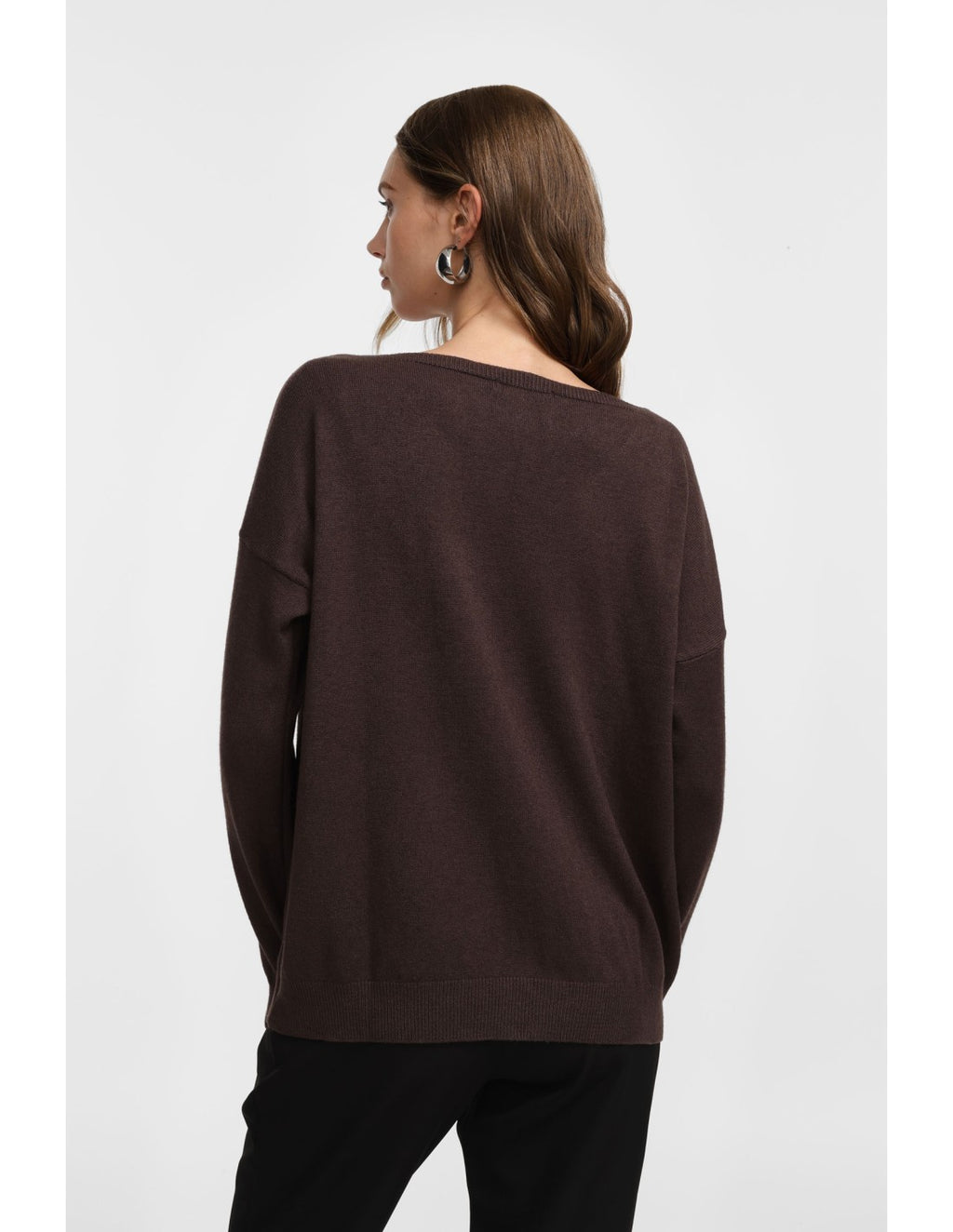 Pull col V maille fine Marron Please