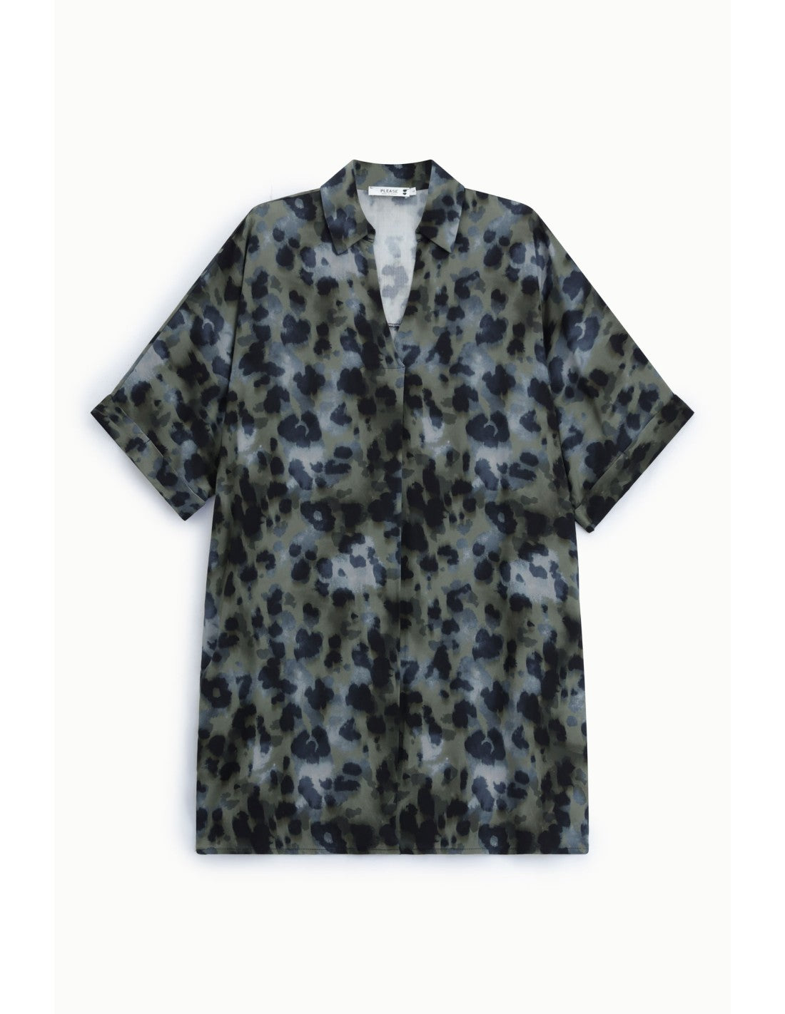 Robe chemise imprimé feuillage Bleu et kaki Please