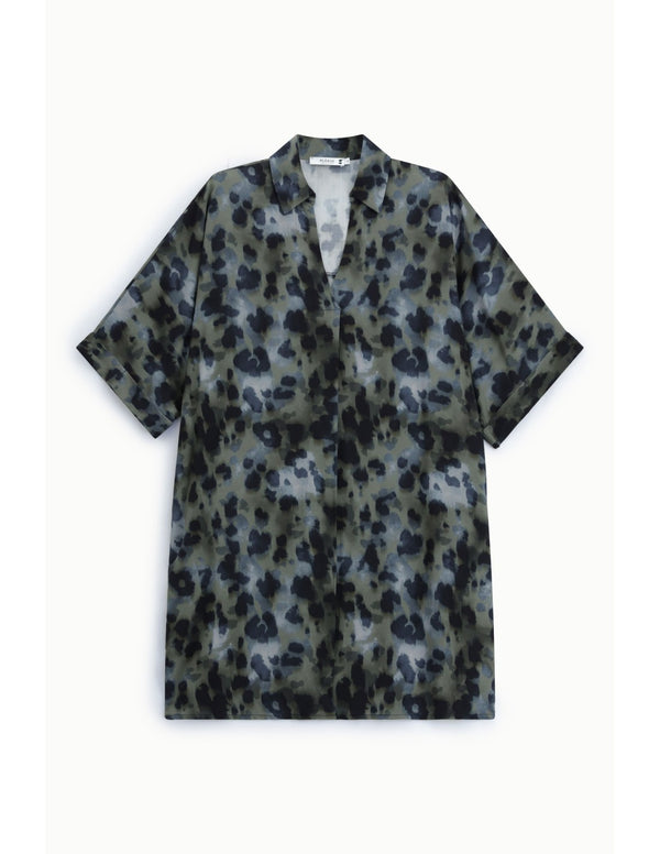 Robe chemise imprimé feuillage Bleu et kaki Please