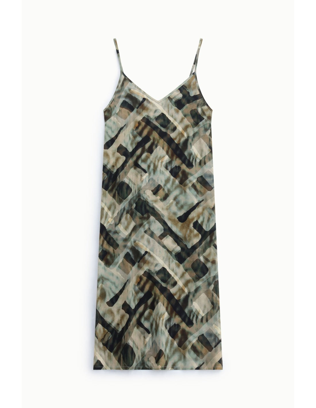 Robe nuisette imprimé abstrait Taupe et kaki Please