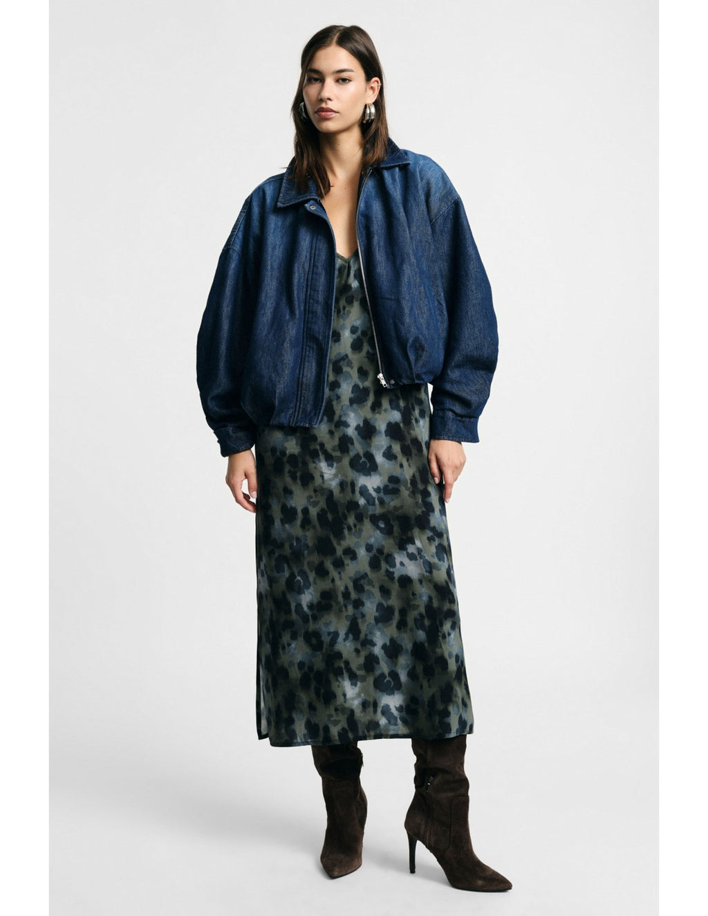 Robe nuisette imprimé feuillage Bleu et kaki Please
