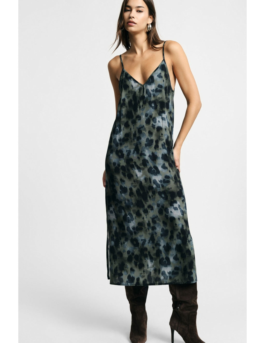 Robe nuisette imprimé feuillage Bleu et kaki Please