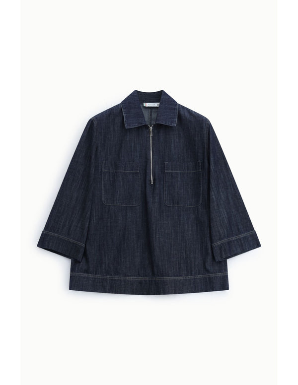 Surchemise en denim col zippé Bleu denim Please