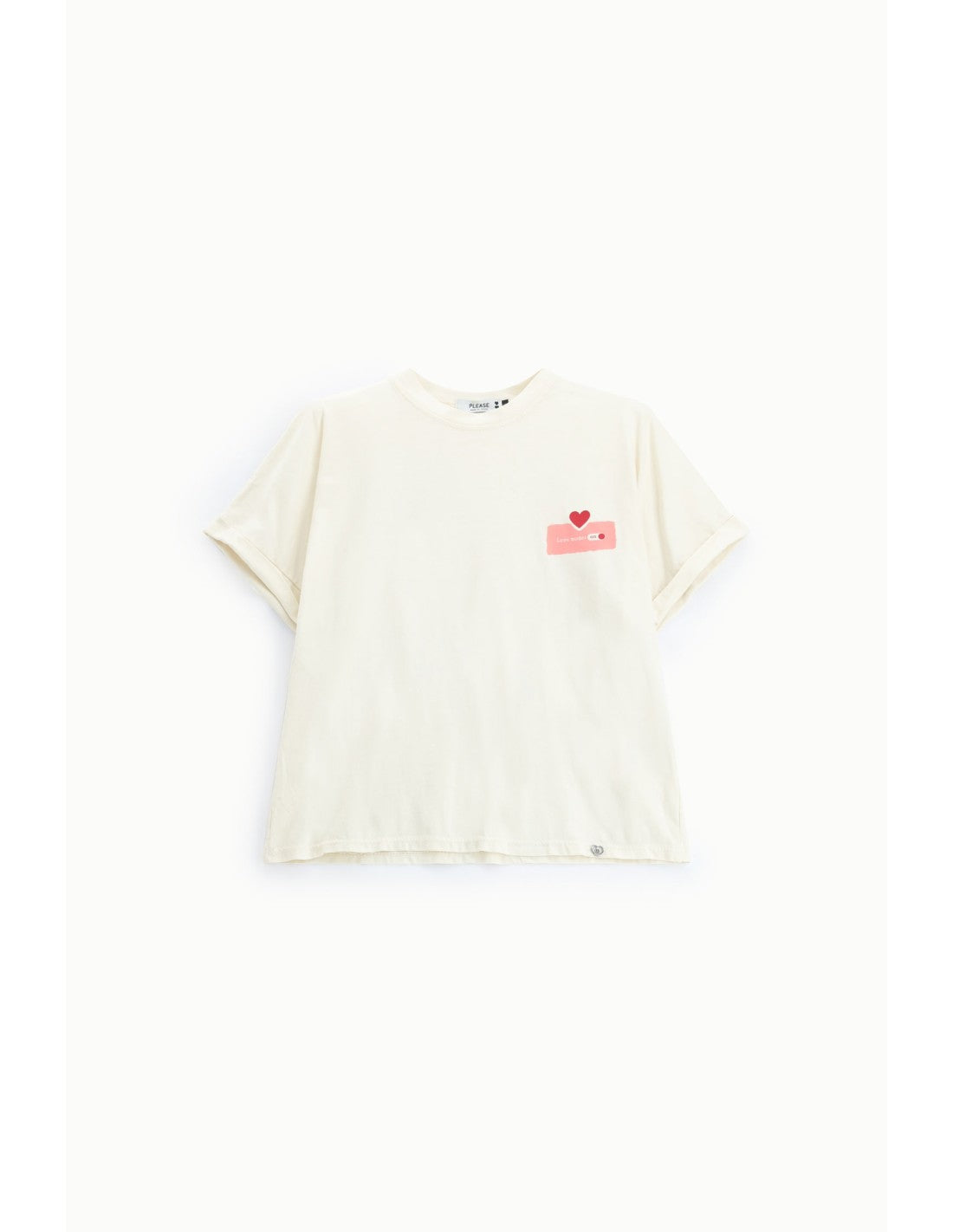 T-shirt col rond imprimé rouge Écru Please