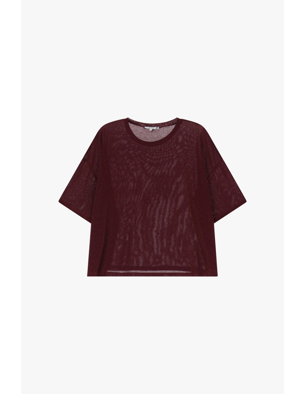 T-shirt col rond viscose et lurex Bordeaux Please