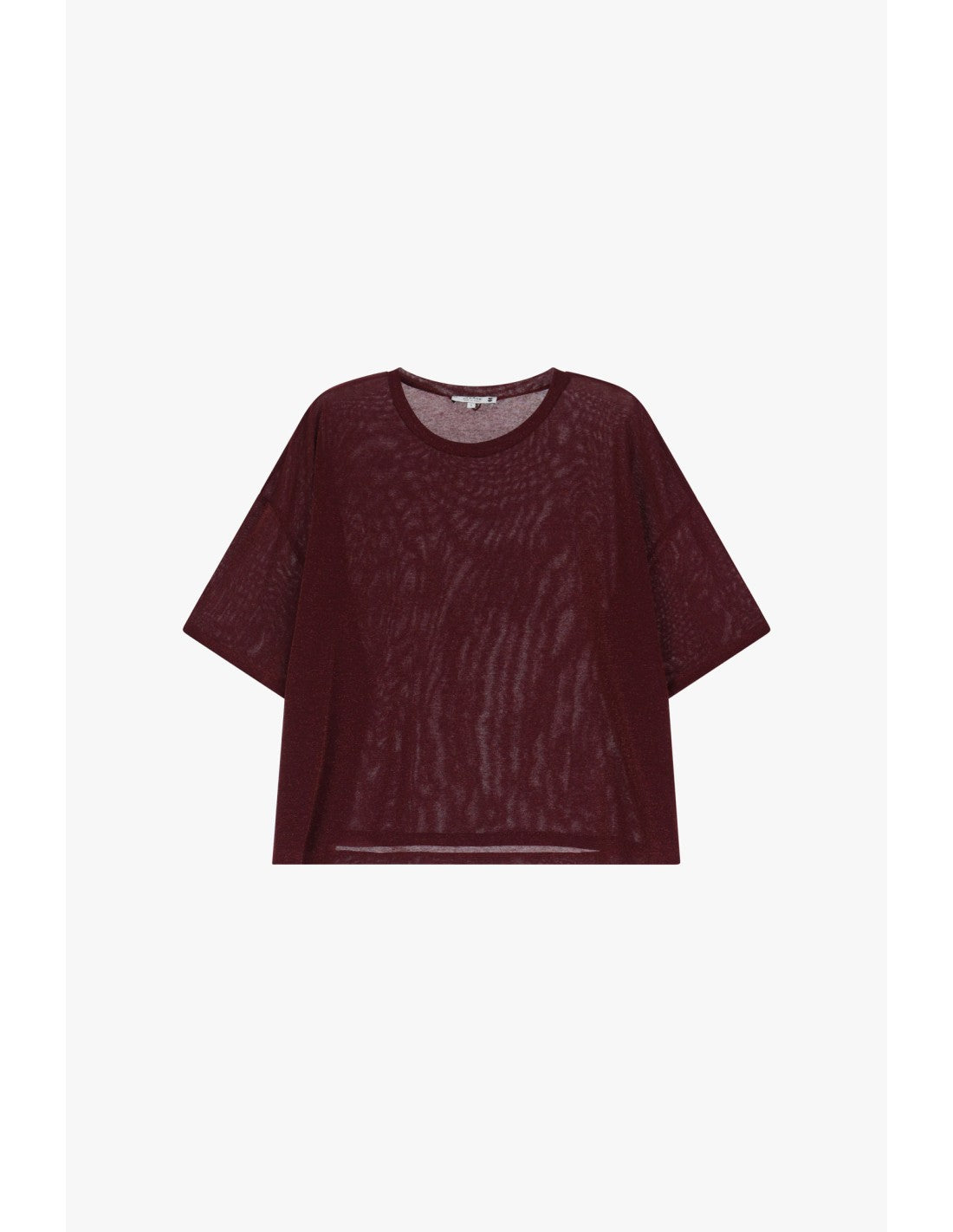 T-shirt col rond viscose et lurex Bordeaux Please