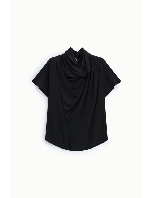 Top drapé col souple Noir Please