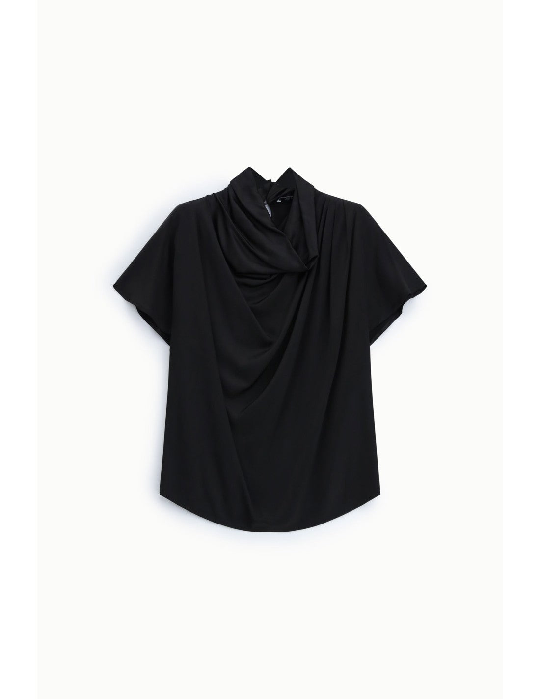 Top Drapé Please Femme – Col Souple, Ouverture Goutte d'Eau au Dos, Crêpe Satin