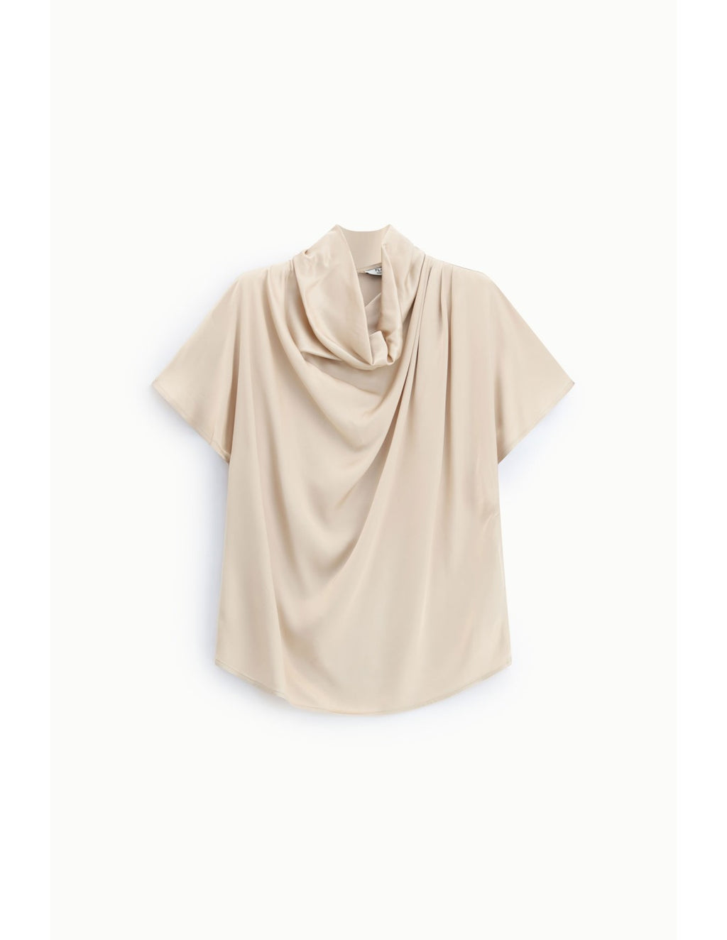 Top Drapé Please Femme – Col Souple, Ouverture Goutte d'Eau au Dos, Crêpe Satin