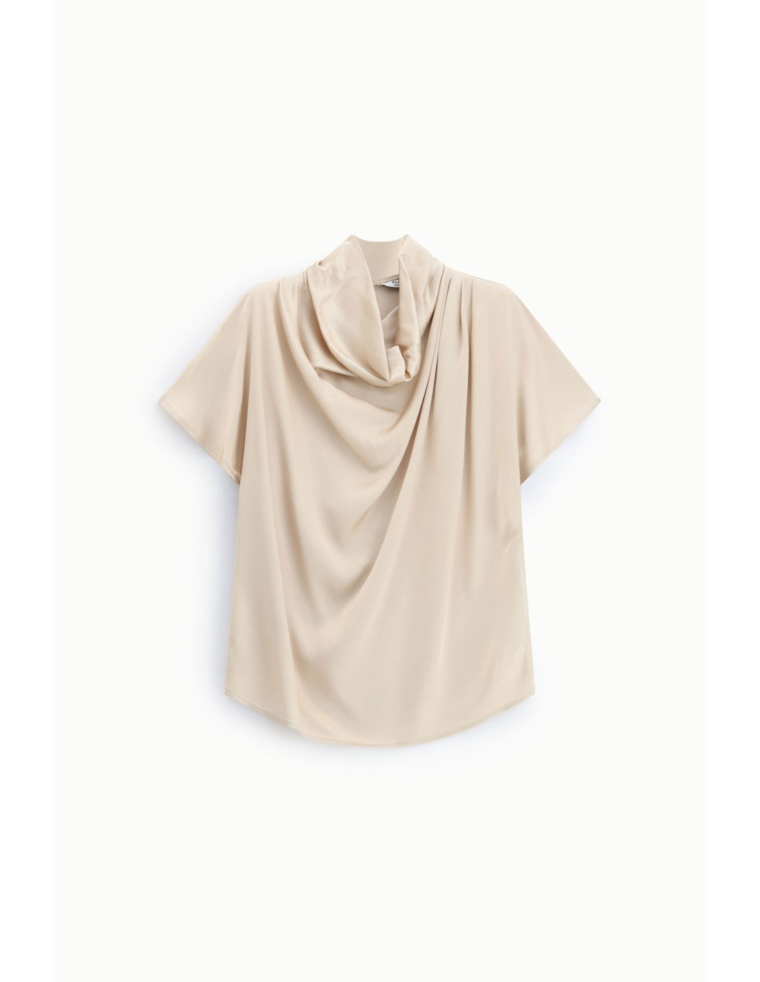 Top Drapé Please Femme – Col Souple, Ouverture Goutte d'Eau au Dos, Crêpe Satin