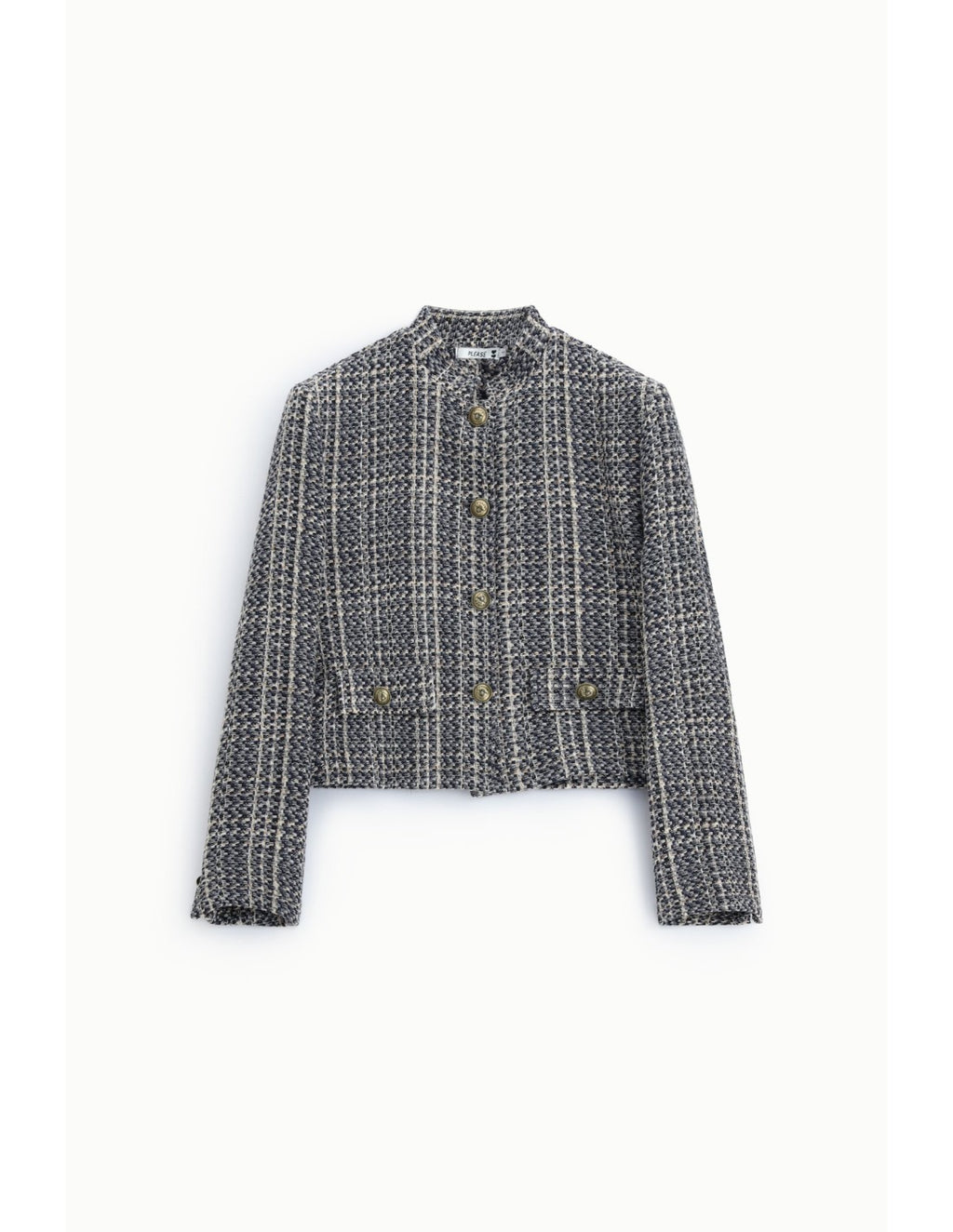 Veste courte à carreaux bords francs Gris Please