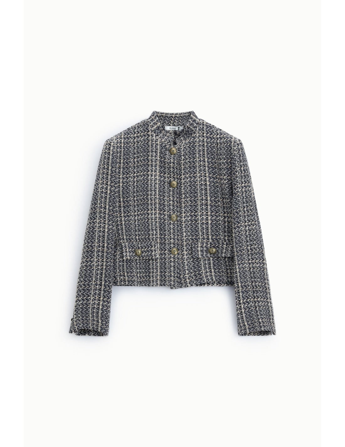 Veste courte à carreaux bords francs Gris Please