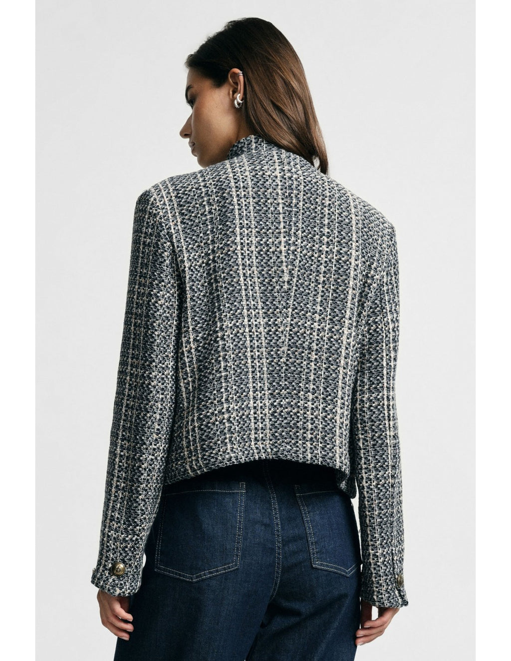 Veste courte à carreaux bords francs Gris Please