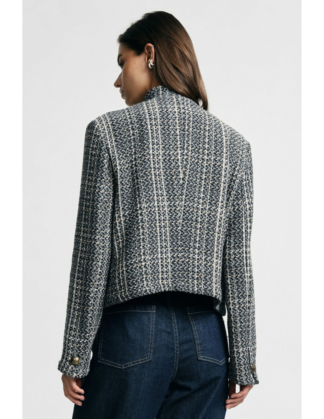 Veste courte à carreaux bords francs Gris Please