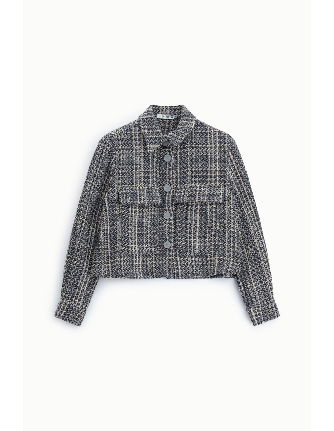 Veste courte à carreaux poches plaquées Gris Please