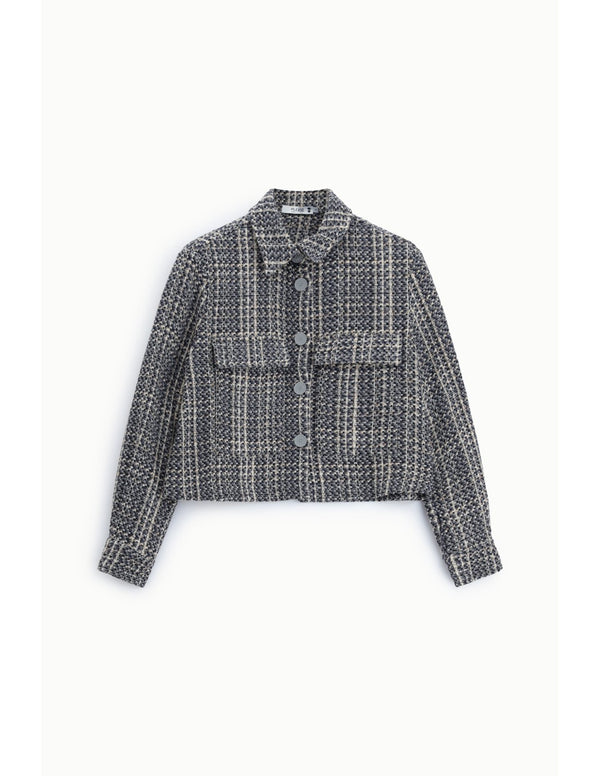 Veste courte à carreaux poches plaquées Gris Please