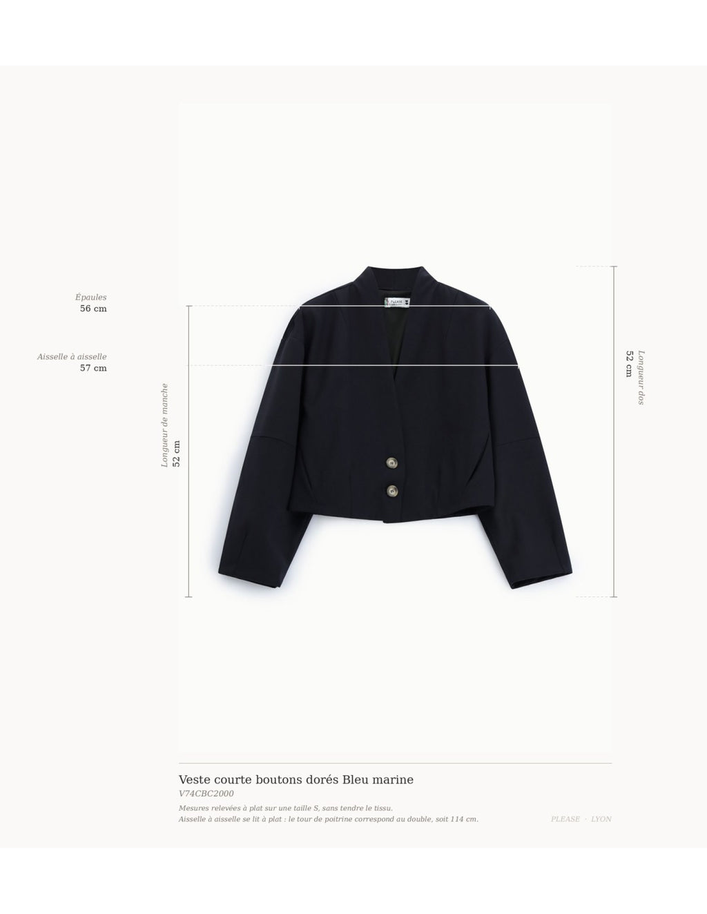 Veste courte boutons dorés Bleu marine Please