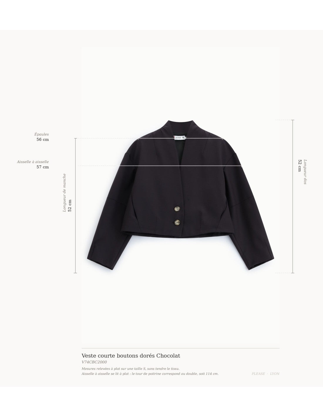Veste courte boutons dorés Marron Please