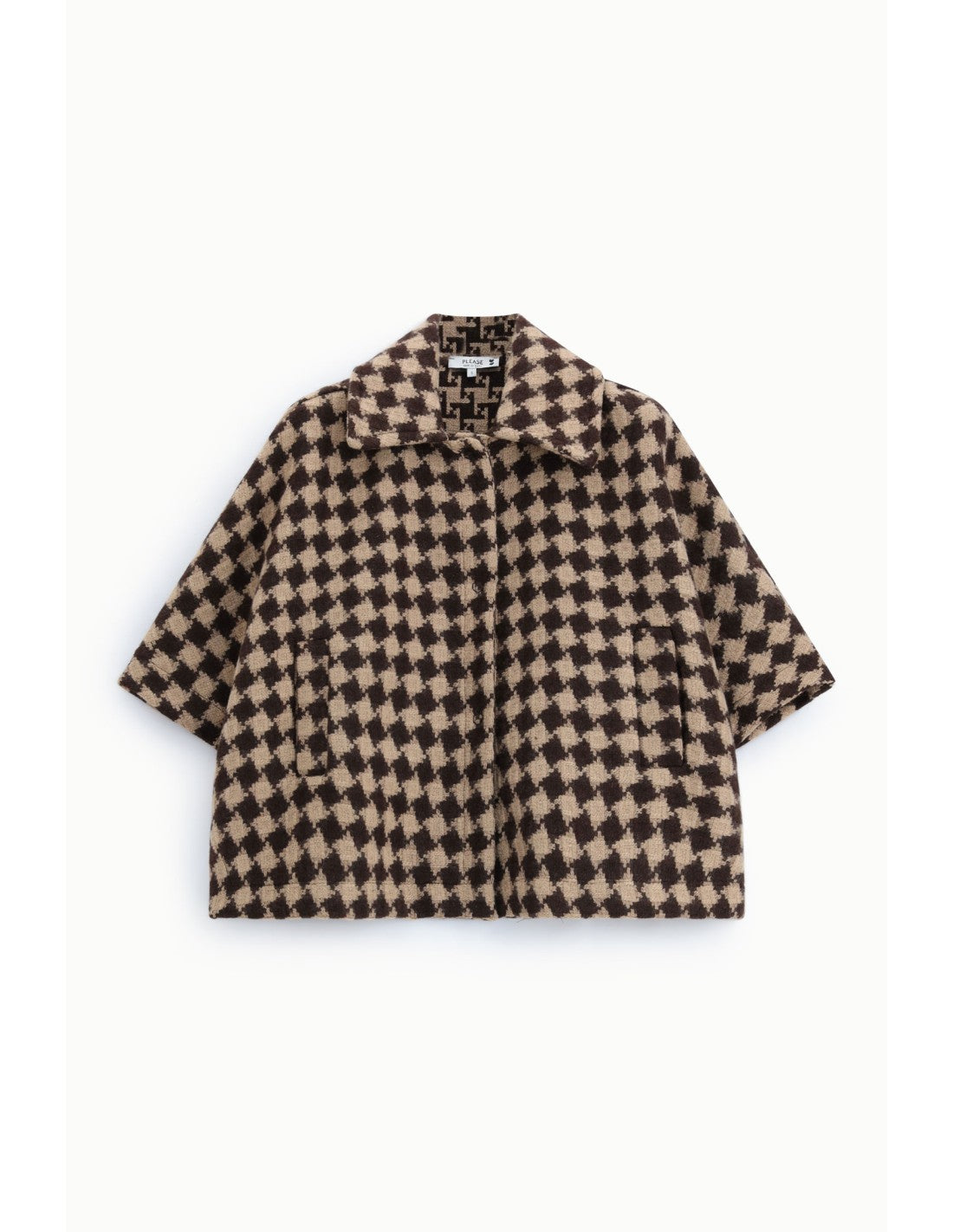 Veste courte pied-de-poule Chocolat et camel Please
