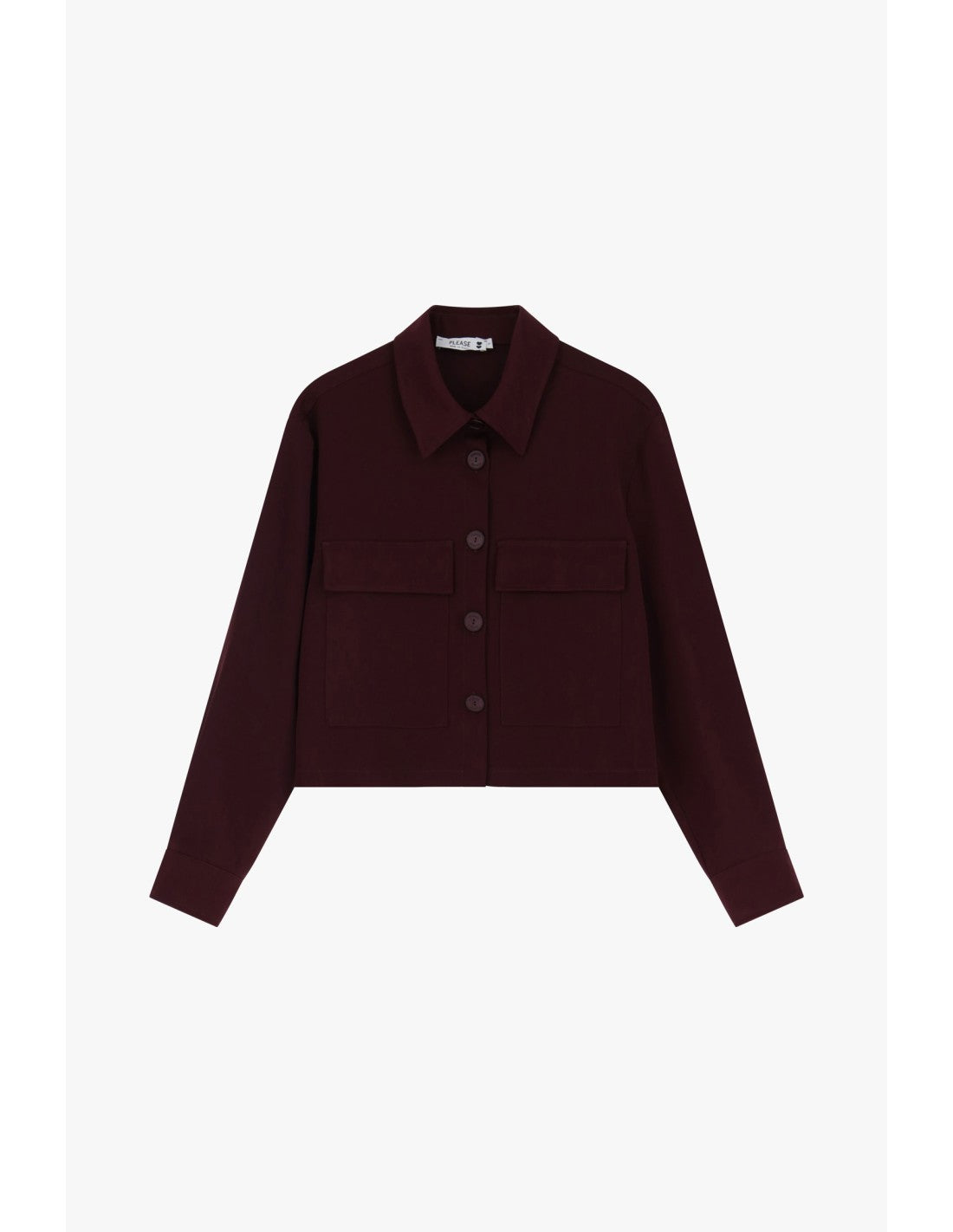 Veste courte poches plaquées en crêpe Bordeaux Please