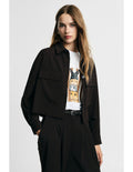 Veste courte poches plaquées en crêpe Chocolat Please