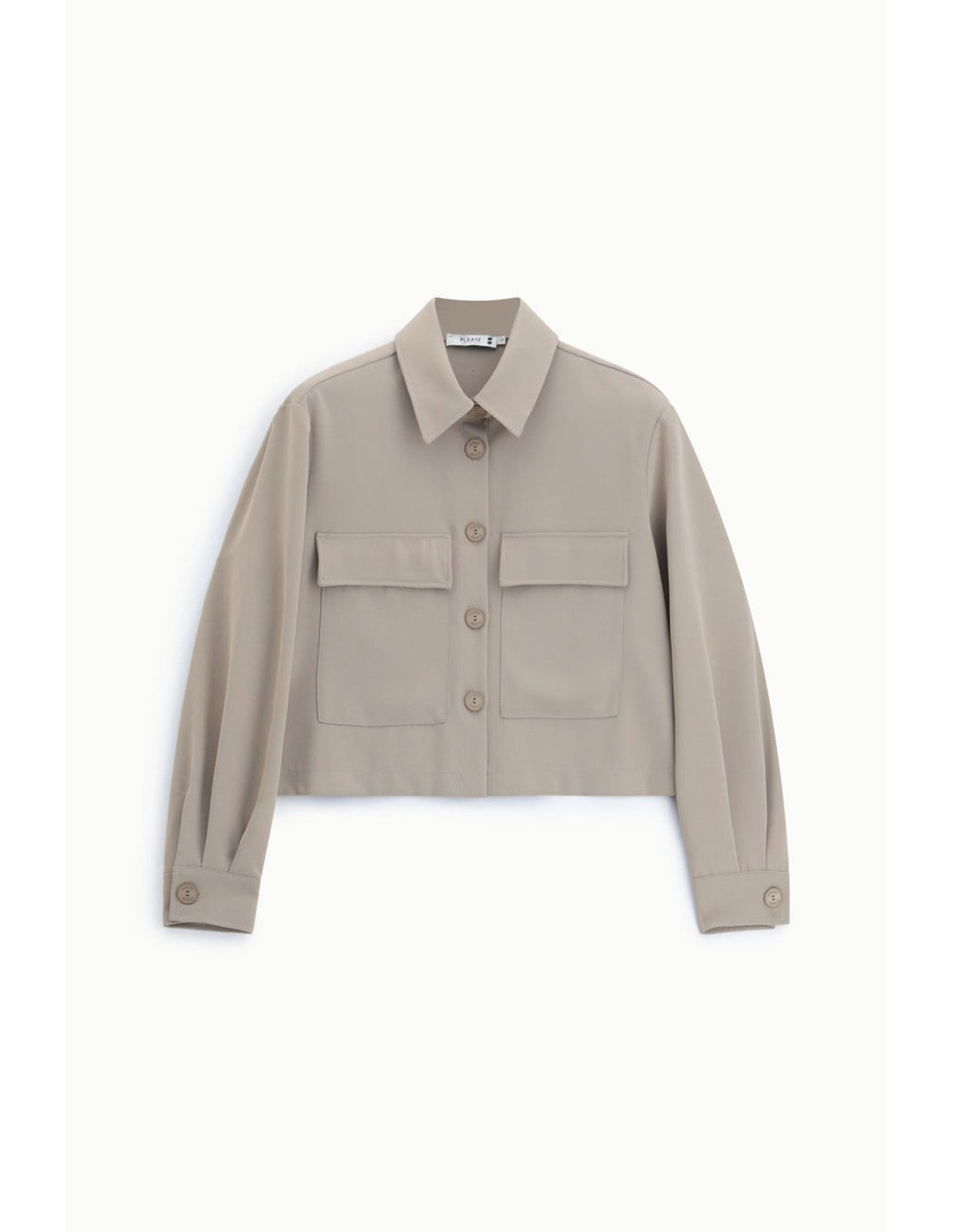 Veste courte poches plaquées en crêpe Taupe Please