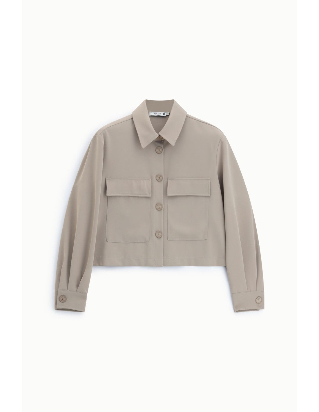Veste courte poches plaquées en crêpe Taupe Please