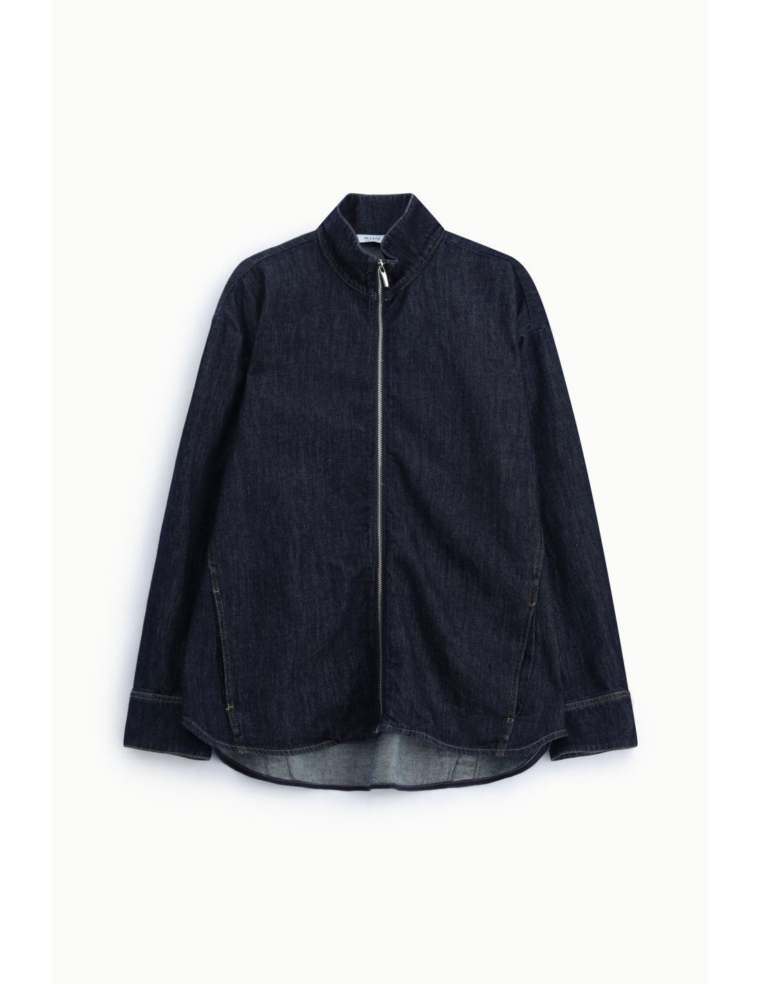 Veste en denim brut col zippé Bleu denim Please