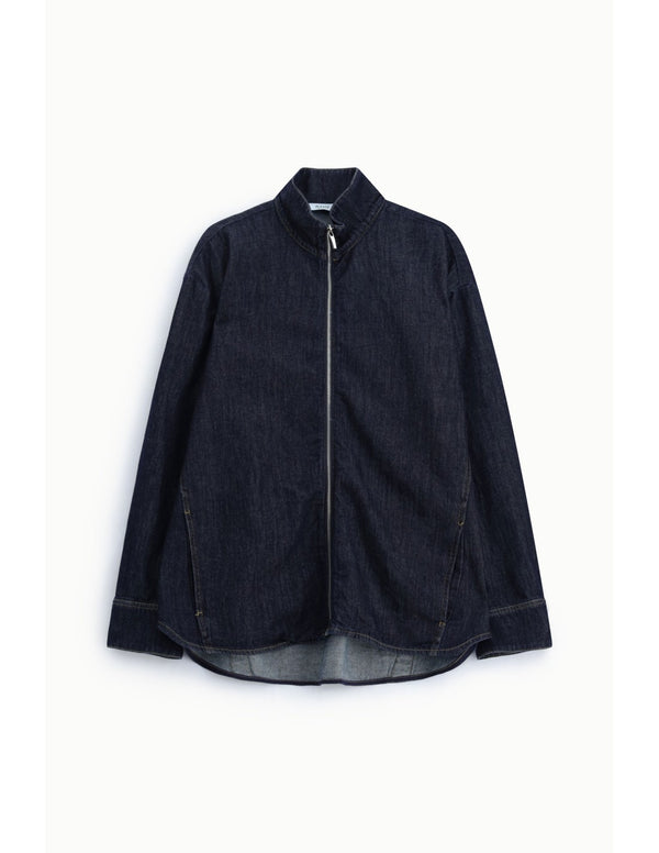 Veste en denim brut col zippé Bleu denim Please
