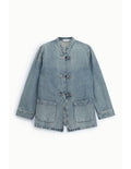 Veste en denim col mao Bleu denim clair Please