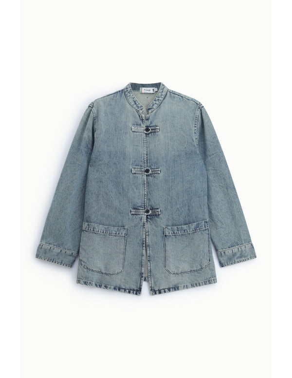 Veste en denim col mao Bleu denim clair Please